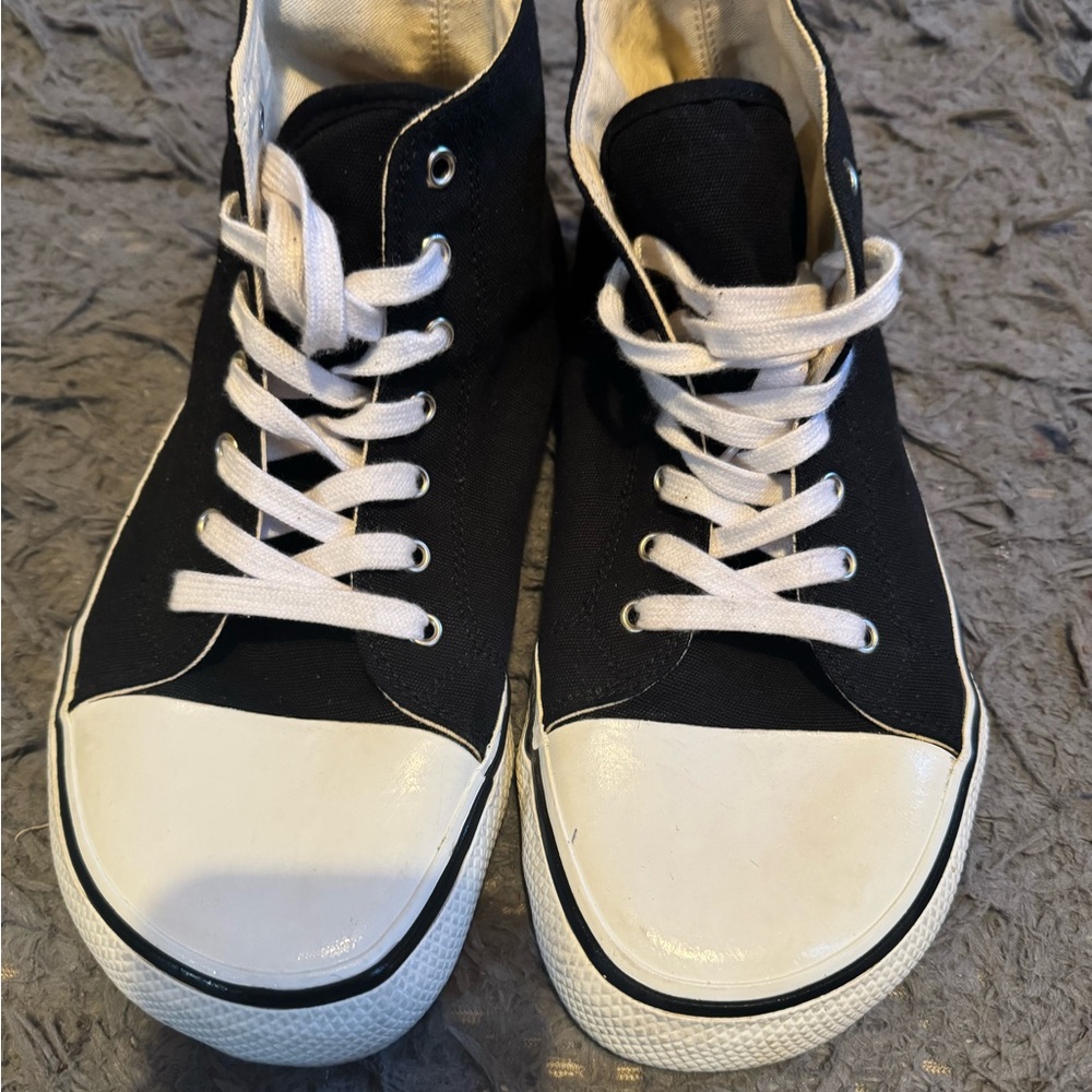 Black High-Top Sneakers with White Accents